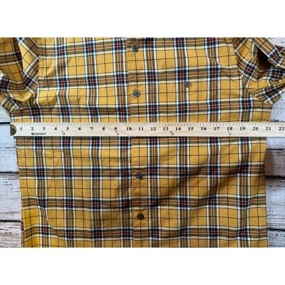 TODD SNYDER Button Down Long Sleeve Shirt 100% Cotton Size M Yellow Plaid